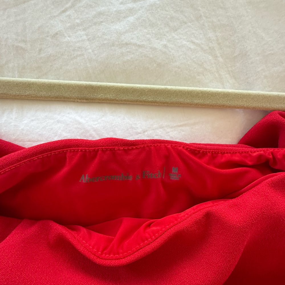 Abercrombie & Fitch Off-Shoulder Ruched Red Mini Dress - Picture 8 of 8